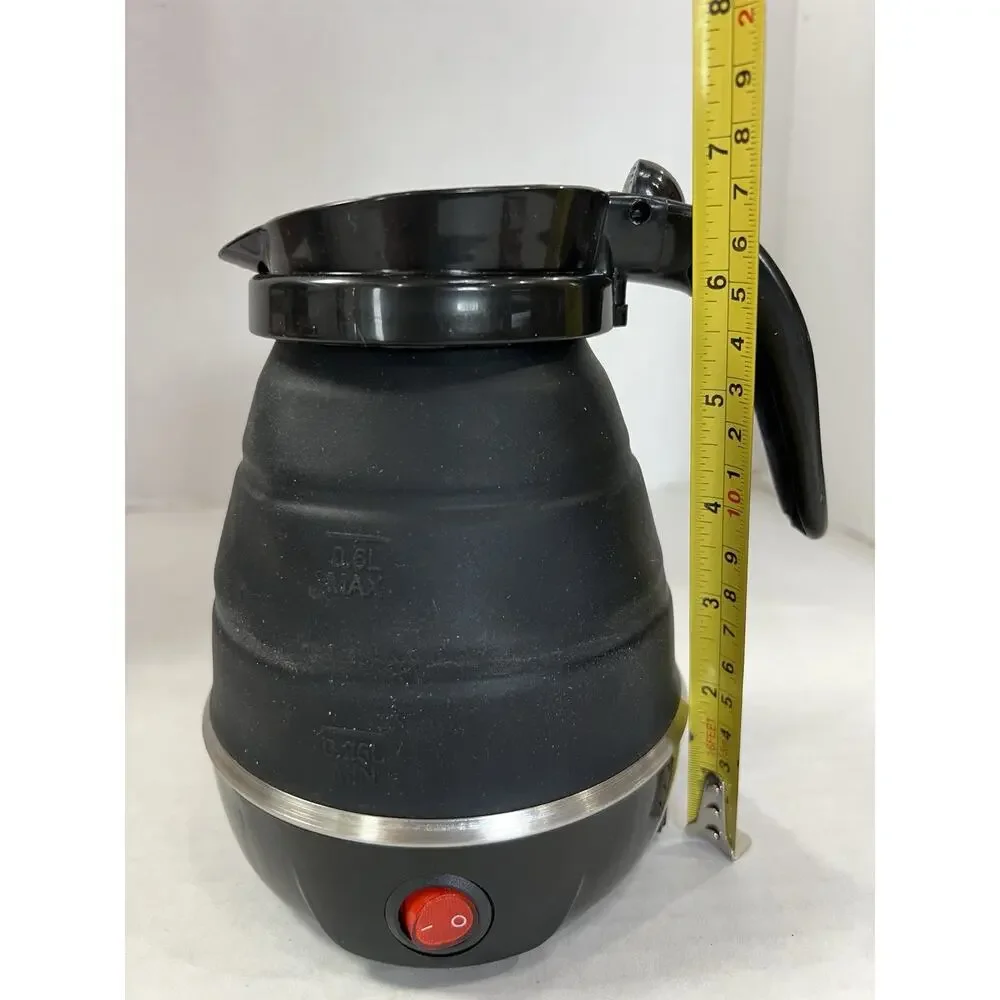 Life Authentics Foldable Electric Kettle Portable 555mL Black Silicone Travel